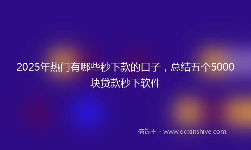 2025年热门有哪些秒下款的口子，总结五个5000块贷款秒下软件