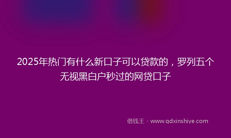 2025年热门有什么新口子可以贷款的，罗列五个无视黑白户秒过的网贷口子