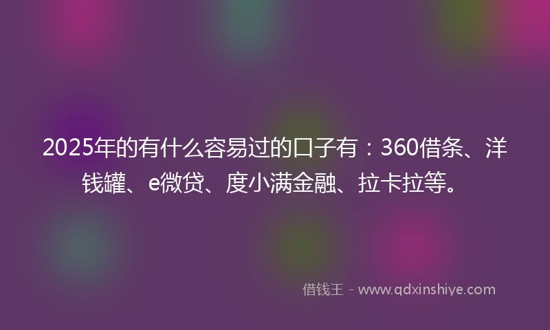 2025年的有什么容易过的口子有：360借条、洋钱罐、e微贷、度小满金融、拉卡拉等。