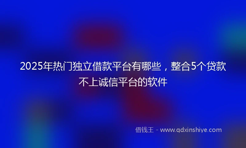 2025年热门独立借款平台有哪些，整合5个贷款不上诚信平台的软件