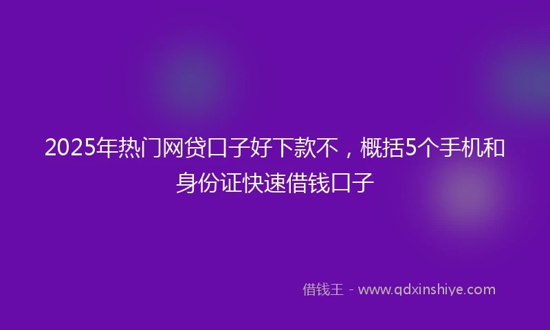 2025年热门网贷口子好下款不，概括5个手机和身份证快速借钱口子