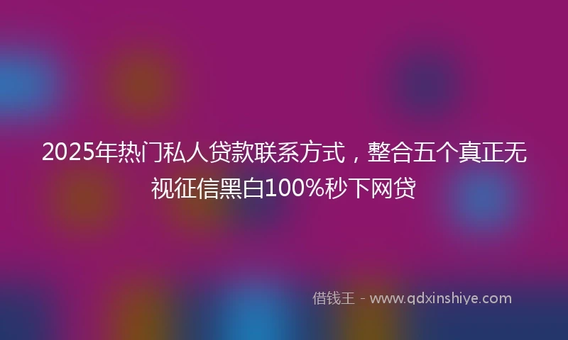 2025年热门私人贷款联系方式，整合五个真正无视征信黑白100%秒下网贷