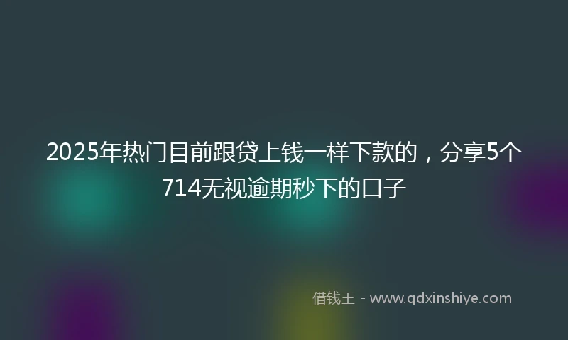 2025年热门目前跟贷上钱一样下款的，分享5个714无视逾期秒下的口子