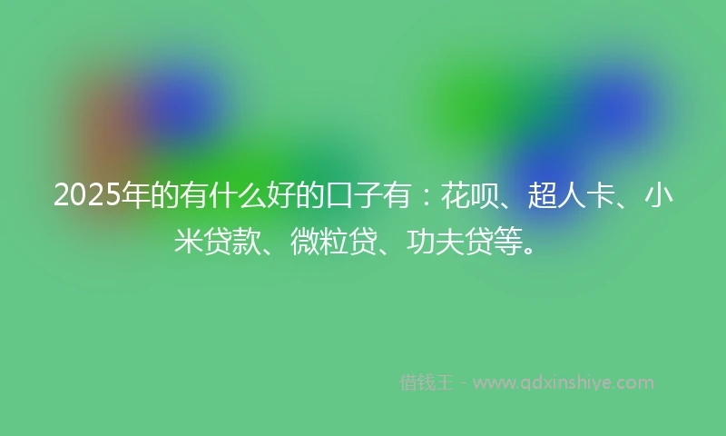2025年的有什么好的口子有：花呗、超人卡、小米贷款、微粒贷、功夫贷等。