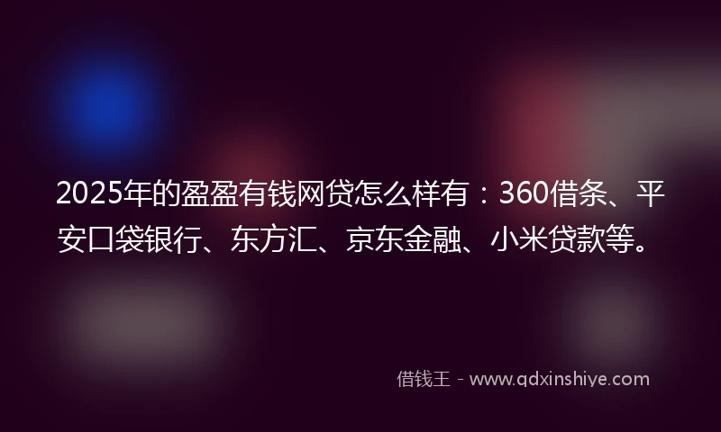 2025年的盈盈有钱网贷怎么样有：360借条、平安口袋银行、东方汇、京东金融、小米贷款等。
