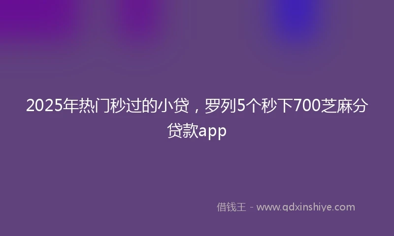 2025年热门秒过的小贷，罗列5个秒下700芝麻分贷款app