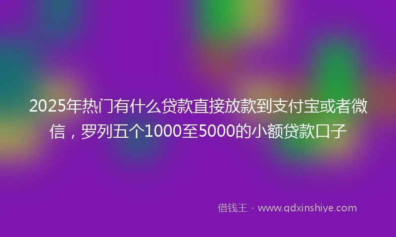 2025年热门有什么贷款直接放款到支付宝或者微信，罗列五个1000至5000的小额贷款口子