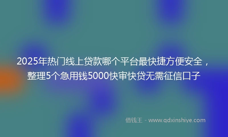 2025年热门线上贷款哪个平台最快捷方便安全，整理5个急用钱5000快审快贷无需征信口子