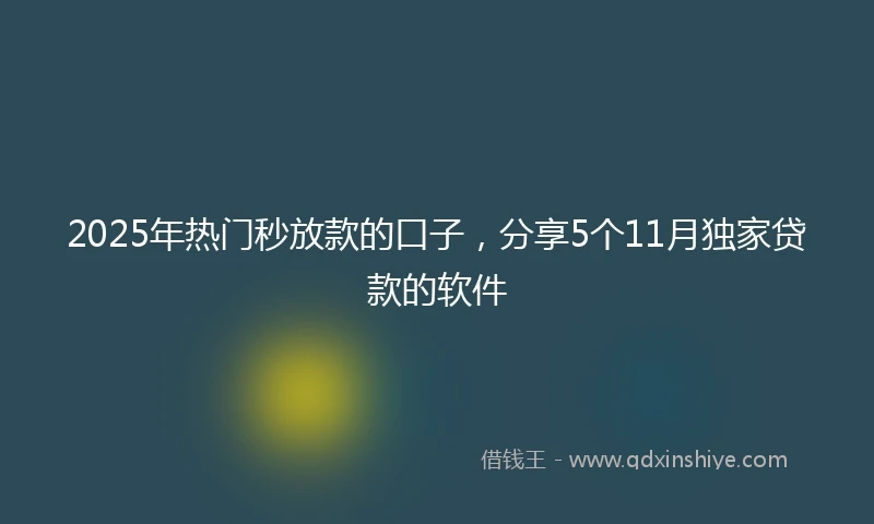2025年热门秒放款的口子，分享5个11月独家贷款的软件