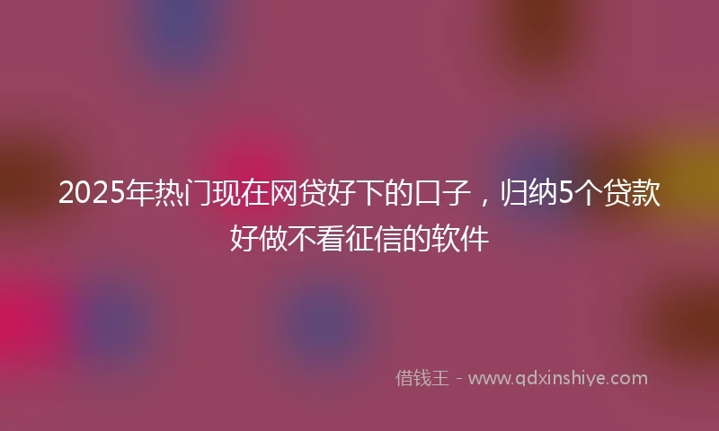 2025年热门现在网贷好下的口子，归纳5个贷款好做不看征信的软件