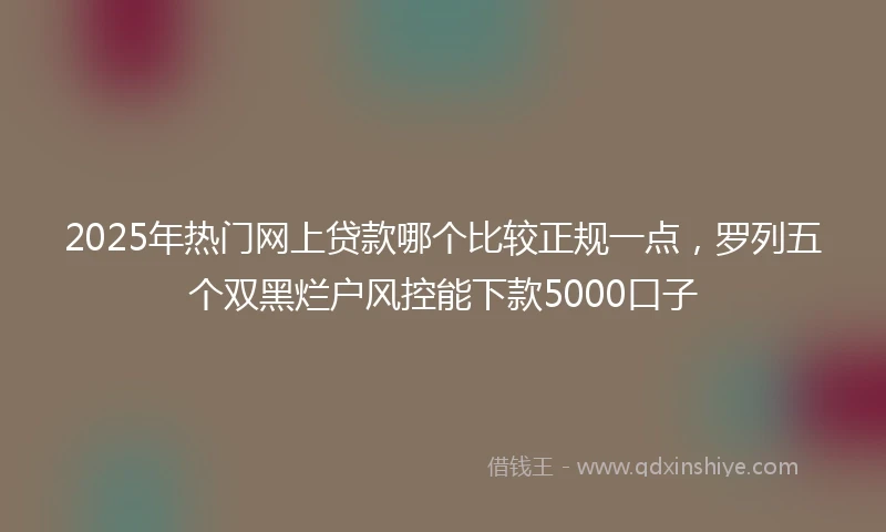 2025年热门网上贷款哪个比较正规一点，罗列五个双黑烂户风控能下款5000口子