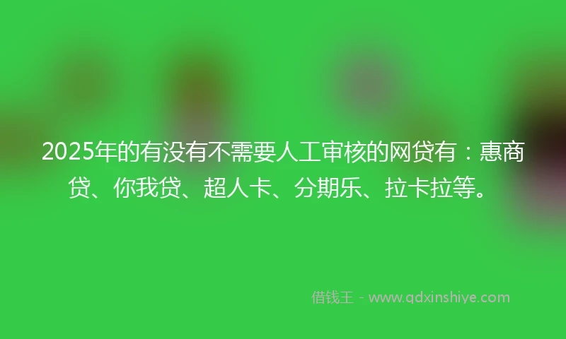2025年的有没有不需要人工审核的网贷有：惠商贷、你我贷、超人卡、分期乐、拉卡拉等。