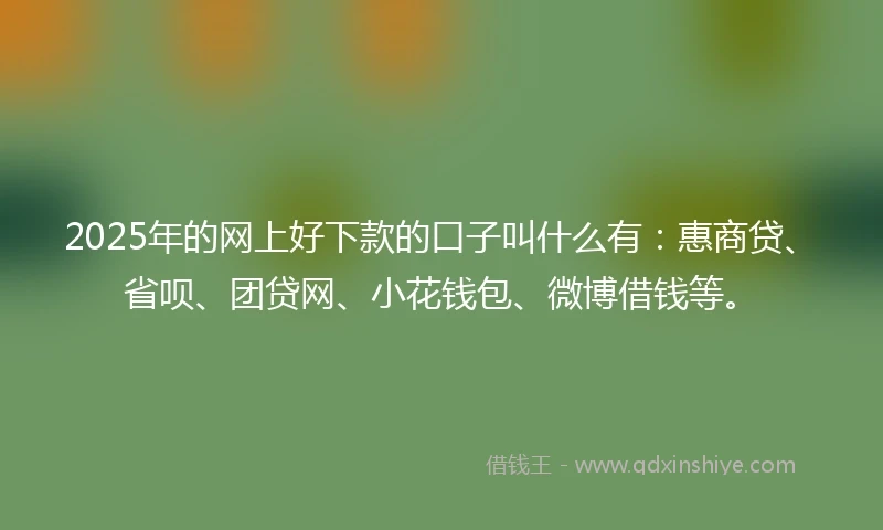 2025年的网上好下款的口子叫什么有：惠商贷、省呗、团贷网、小花钱包、微博借钱等。