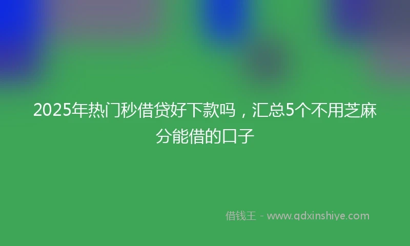 2025年热门秒借贷好下款吗，汇总5个不用芝麻分能借的口子
