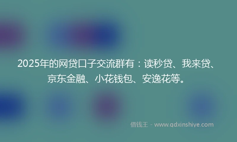 2025年的网贷口子交流群有：读秒贷、我来贷、京东金融、小花钱包、安逸花等。