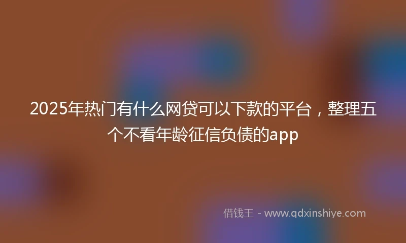 2025年热门有什么网贷可以下款的平台，整理五个不看年龄征信负债的app