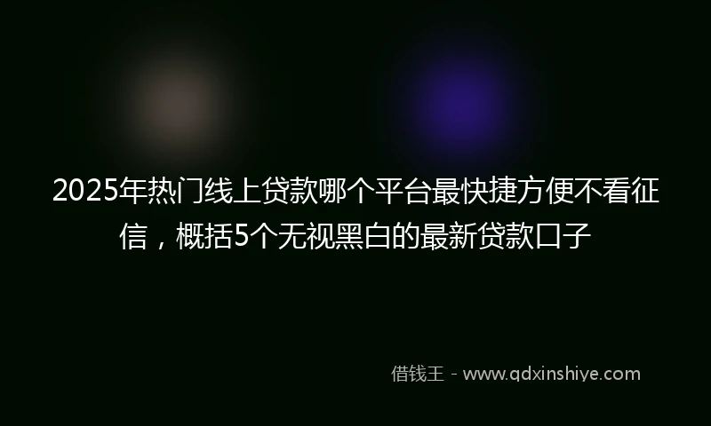 2025年热门线上贷款哪个平台最快捷方便不看征信,概括5个无视黑白的最新贷款口子