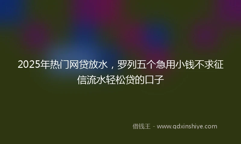 2025年热门网贷放水，罗列五个急用小钱不求征信流水轻松贷的口子