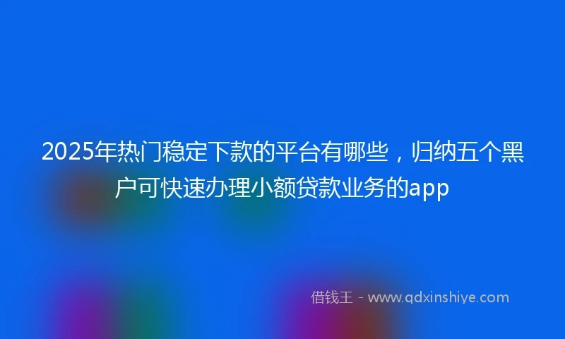 2025年热门稳定下款的平台有哪些，归纳五个黑户可快速办理小额贷款业务的app