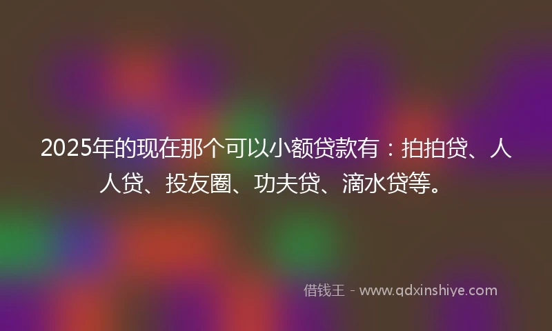 2025年的现在那个可以小额贷款有：拍拍贷、人人贷、投友圈、功夫贷、滴水贷等。