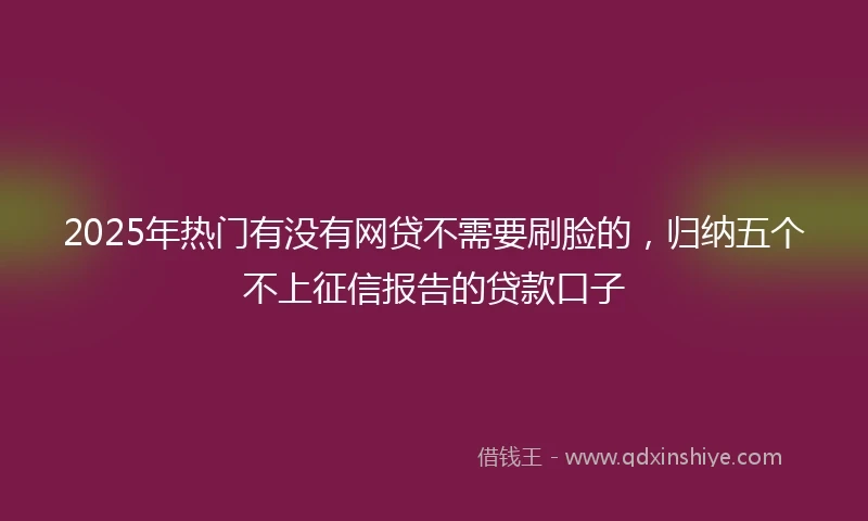 2025年热门有没有网贷不需要刷脸的，归纳五个不上征信报告的贷款口子
