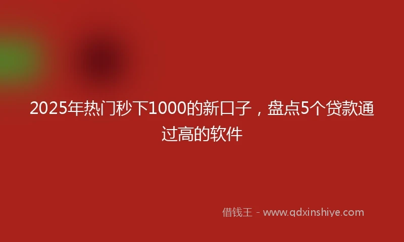 2025年热门秒下1000的新口子，盘点5个贷款通过高的软件