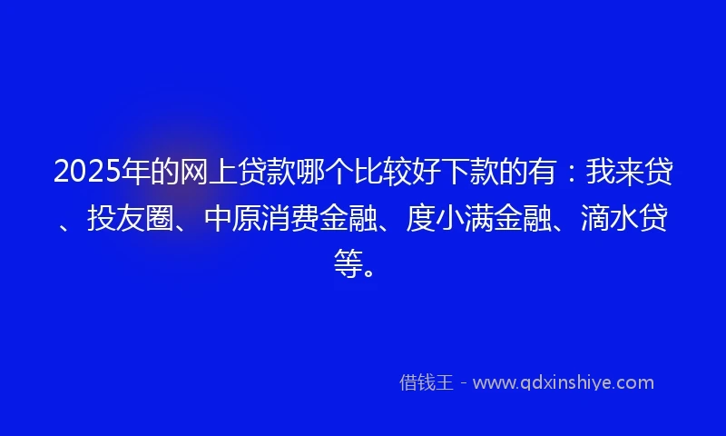 2025年的网上贷款哪个比较好下款的有：我来贷、投友圈、中原消费金融、度小满金融、滴水贷等。