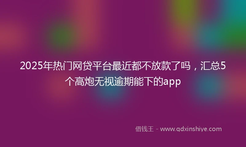 2025年热门网贷平台最近都不放款了吗，汇总5个高炮无视逾期能下的app