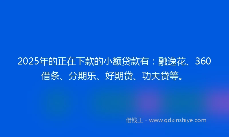 2025年的正在下款的小额贷款有：融逸花、360借条、分期乐、好期贷、功夫贷等。