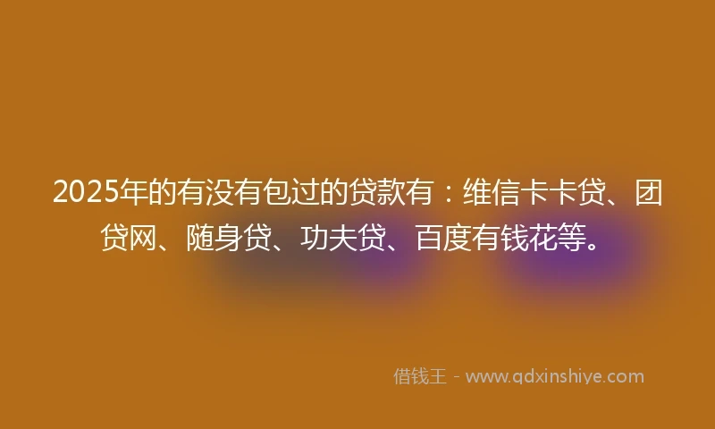 2025年的有没有包过的贷款有：维信卡卡贷、团贷网、随身贷、功夫贷、百度有钱花等。