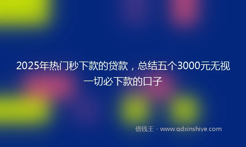 2025年热门秒下款的贷款，总结五个3000元无视一切必下款的口子