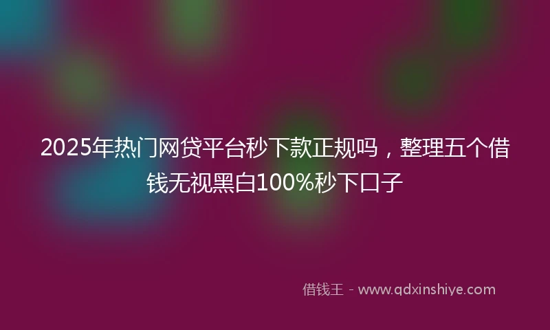 2025年热门网贷平台秒下款正规吗，整理五个借钱无视黑白100%秒下口子
