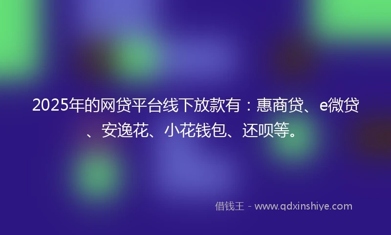 2025年的网贷平台线下放款有：惠商贷、e微贷、安逸花、小花钱包、还呗等。