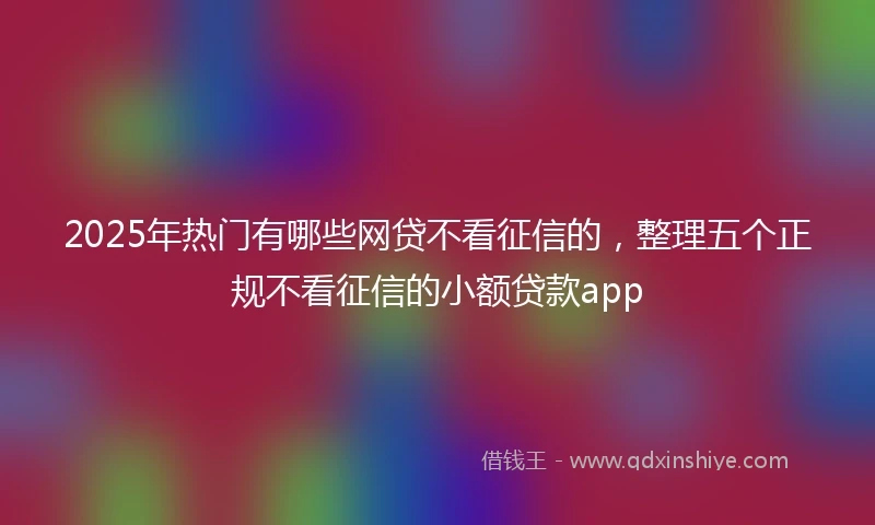 2025年热门有哪些网贷不看征信的，整理五个正规不看征信的小额贷款app