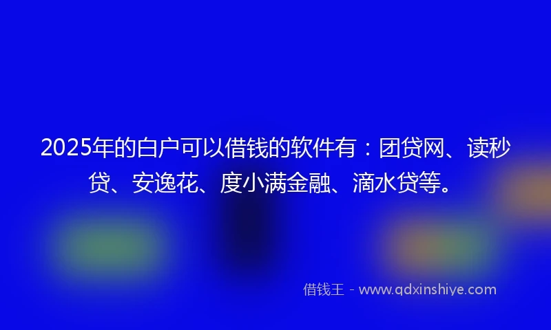 2025年的白户可以借钱的软件有：团贷网、读秒贷、安逸花、度小满金融、滴水贷等。