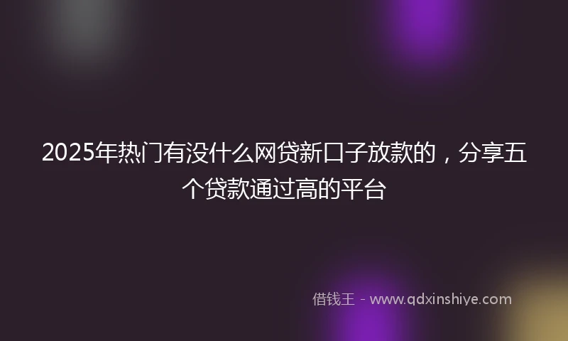 2025年热门有没什么网贷新口子放款的，分享五个贷款通过高的平台