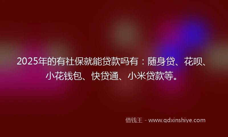 2025年的有社保就能贷款吗有：随身贷、花呗、小花钱包、快贷通、小米贷款等。