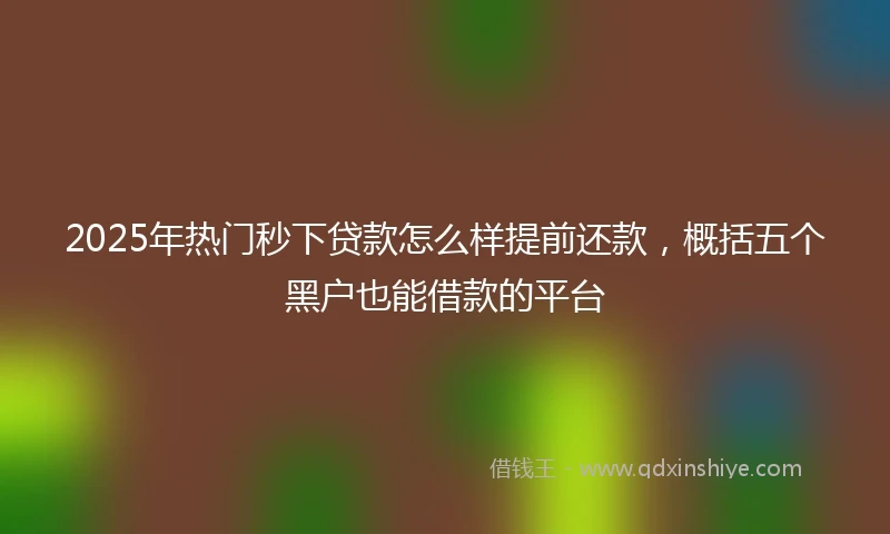 2025年热门秒下贷款怎么样提前还款，概括五个黑户也能借款的平台