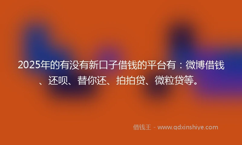 2025年的有没有新口子借钱的平台有：微博借钱、还呗、替你还、拍拍贷、微粒贷等。