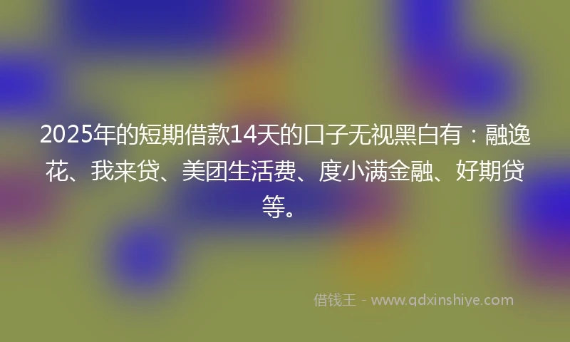 2025年的短期借款14天的口子无视黑白有：融逸花、我来贷、美团生活费、度小满金融、好期贷等。