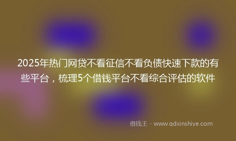 2025年热门网贷不看征信不看负债快速下款的有些平台，梳理5个借钱平台不看综合评估的软件