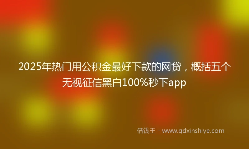 2025年热门用公积金最好下款的网贷，概括五个无视征信黑白100%秒下app