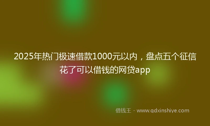 2025年热门极速借款1000元以内，盘点五个征信花了可以借钱的网贷app