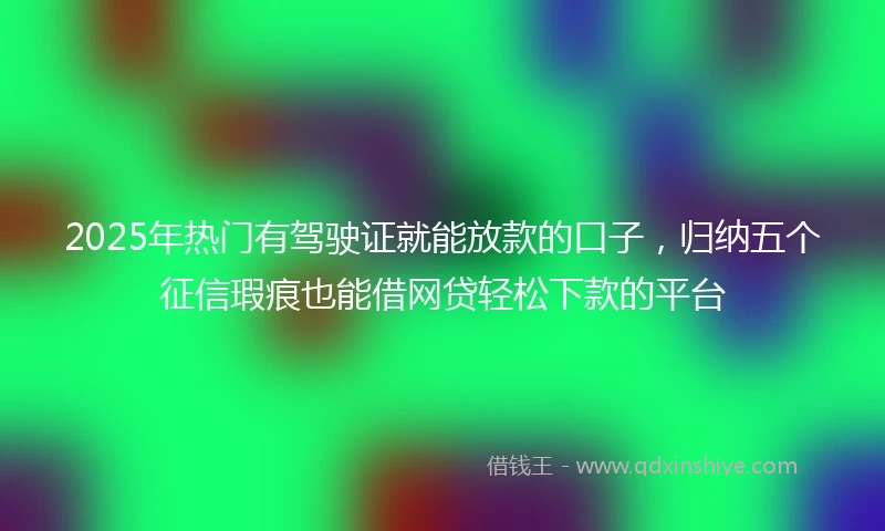2025年热门有驾驶证就能放款的口子，归纳五个征信瑕疵也能借网贷轻松下款的平台