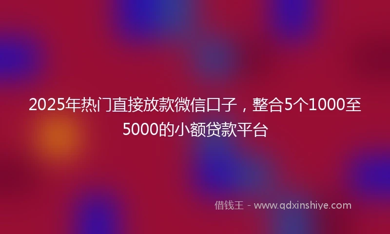 2025年热门直接放款微信口子，整合5个1000至5000的小额贷款平台