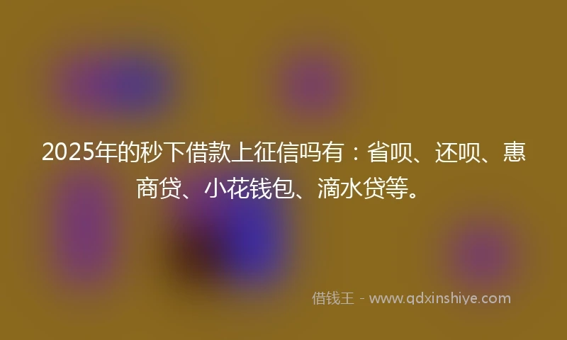 2025年的秒下借款上征信吗有：省呗、还呗、惠商贷、小花钱包、滴水贷等。