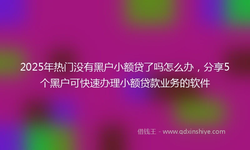 2025年热门没有黑户小额贷了吗怎么办，分享5个黑户可快速办理小额贷款业务的软件