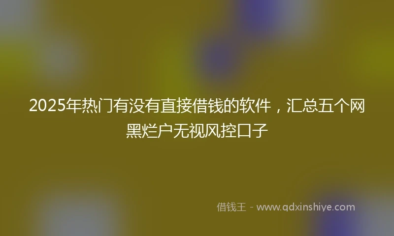 2025年热门有没有直接借钱的软件，汇总五个网黑烂户无视风控口子