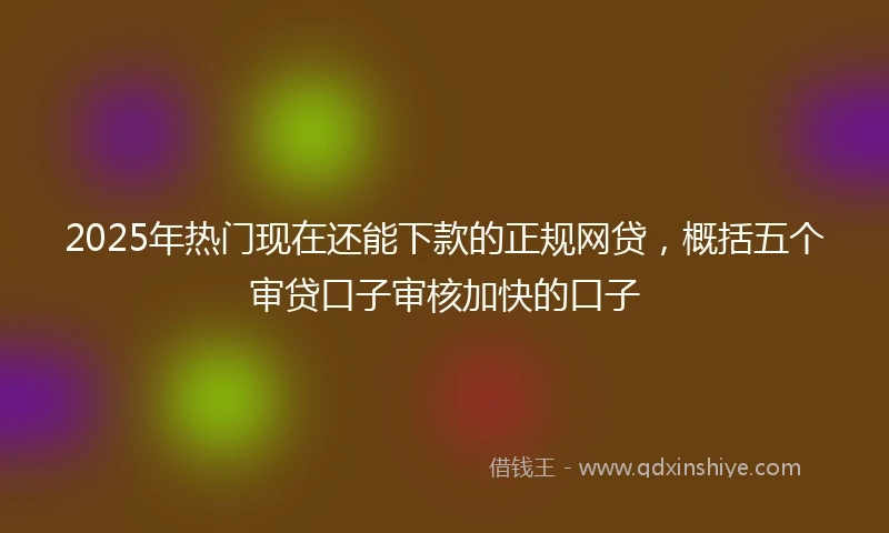 2025年热门现在还能下款的正规网贷，概括五个审贷口子审核加快的口子