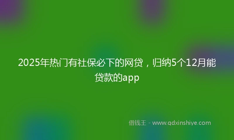 2025年热门有社保必下的网贷，归纳5个12月能贷款的app